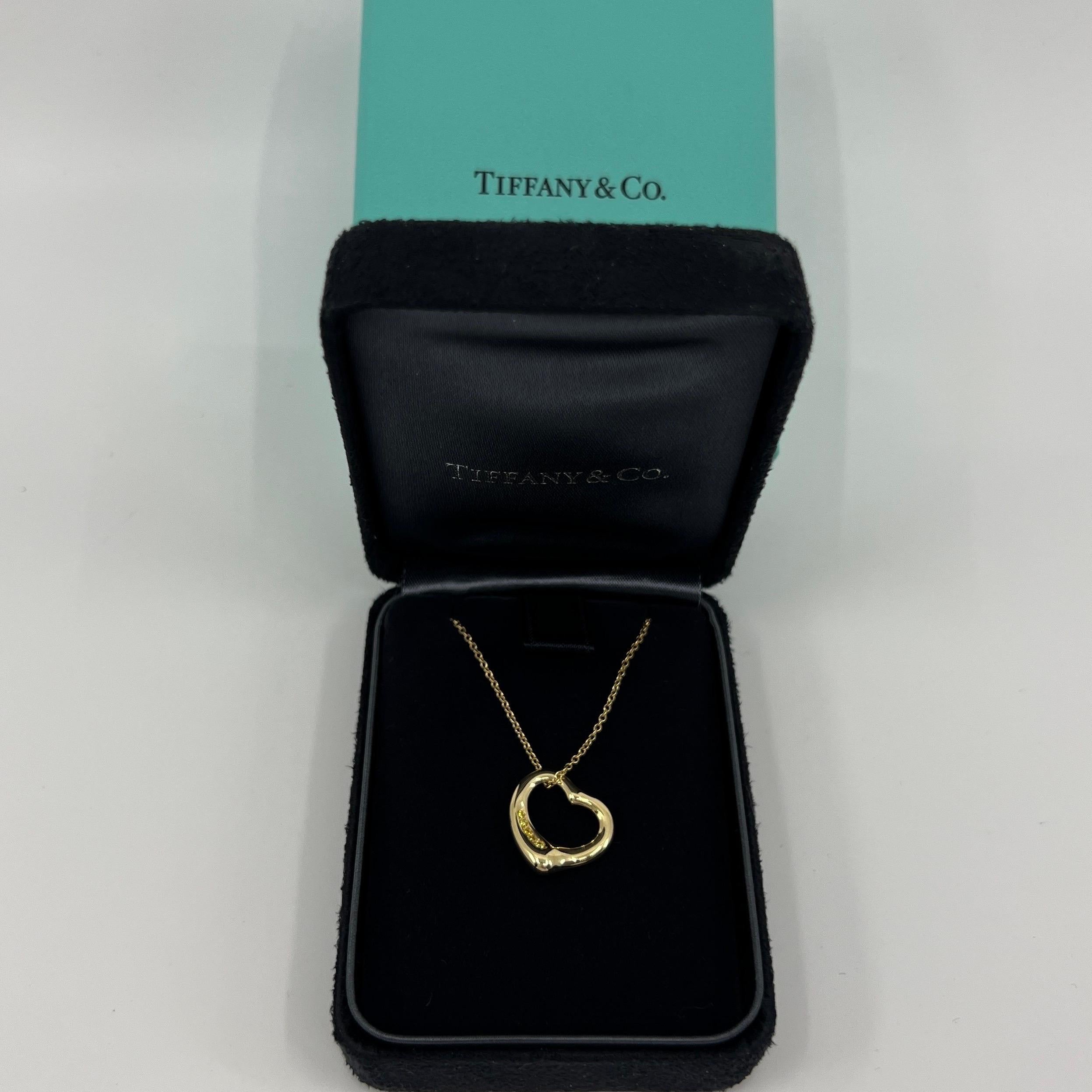 Tiffany & Co. Elsa Peretti Open Heart Yellow Diamond 18k Gold Pendant Necklace For Sale 4