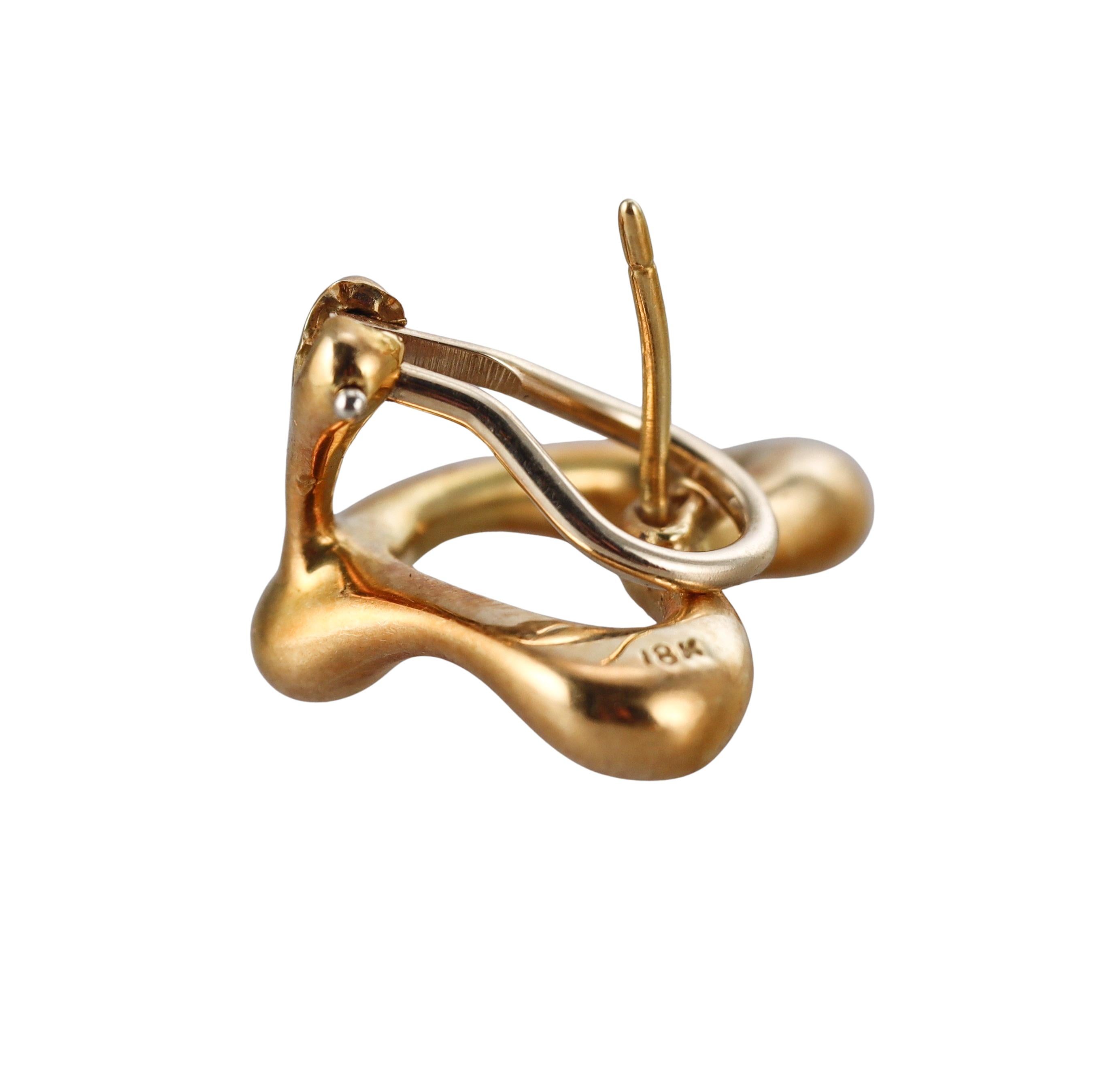 Tiffany & Co Elsa Peretti Open Heart 18k Yellow Gold Earrings For Sale 1