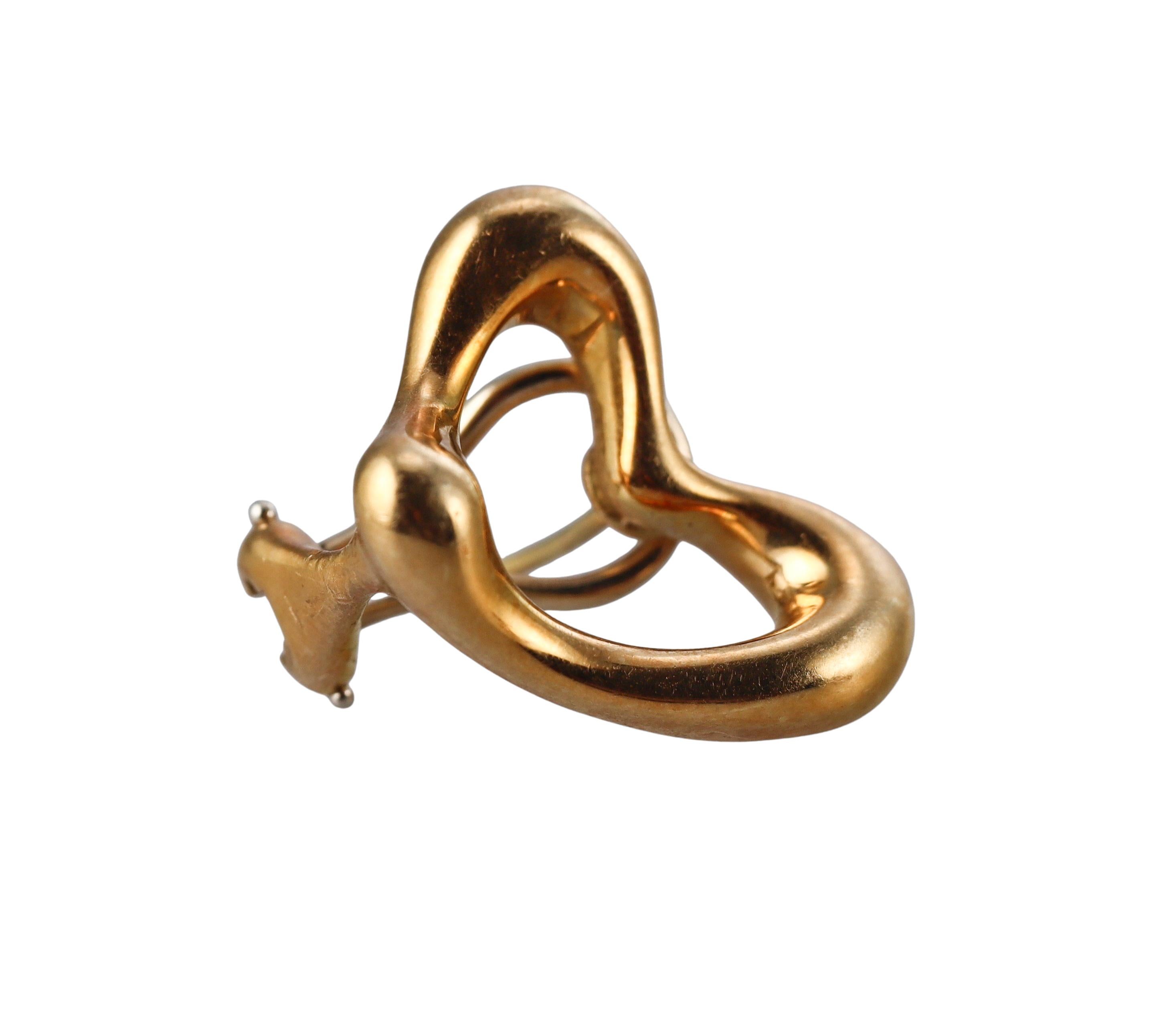 Tiffany & Co Elsa Peretti Open Heart 18k Yellow Gold Earrings For Sale 2