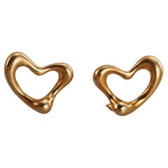 Tiffany & Co Elsa Peretti Ohrringe aus Gelbgold mit offenem Herz von Tiffany & Co