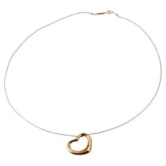Tiffany & Co Elsa Peretti Halskette mit Anhänger aus Gelbgold mit offenem Herz von Tiffany & Co