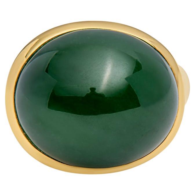 Tiffany & Co. Elsa Peretti Oval Cut Jade Cabochon 18 Karat Yellow Gold Ring For Sale