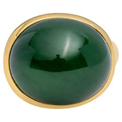 Tiffany & Co. Elsa Peretti Oval Cut Jade Cabochon 18 Karat Yellow Gold Ring