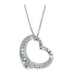 Tiffany & Co. Elsa Peretti Pave Diamond Heart Necklace in Platinum 2.00 Carat