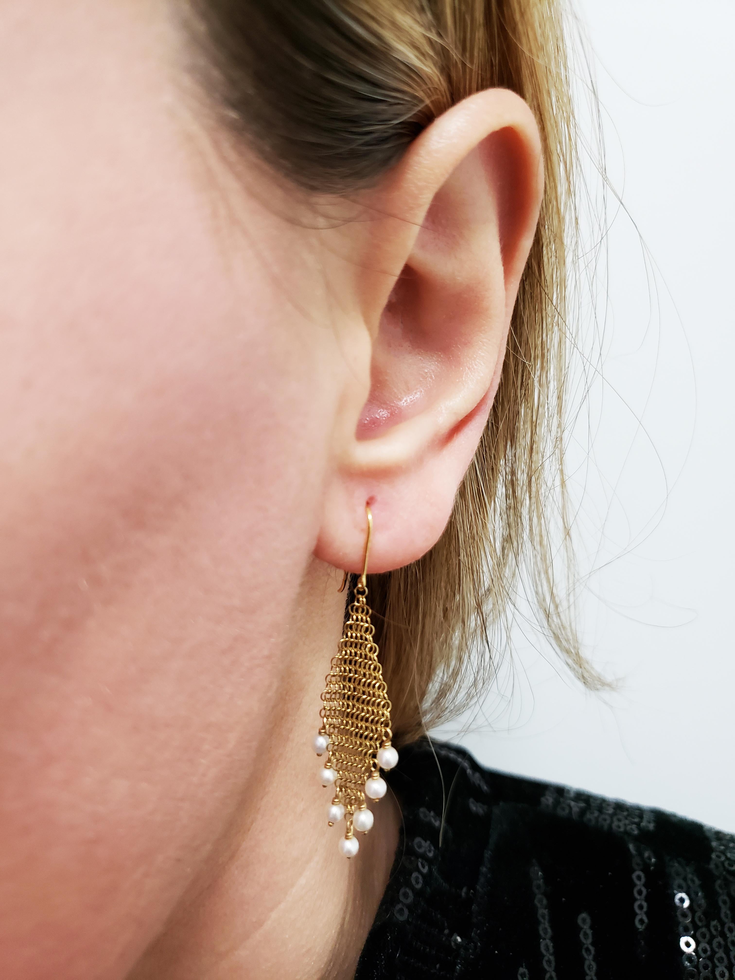 tiffany mesh tassel earrings