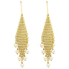 Tiffany & Co. Elsa Peretti Pearl Mesh Fringe Earrings