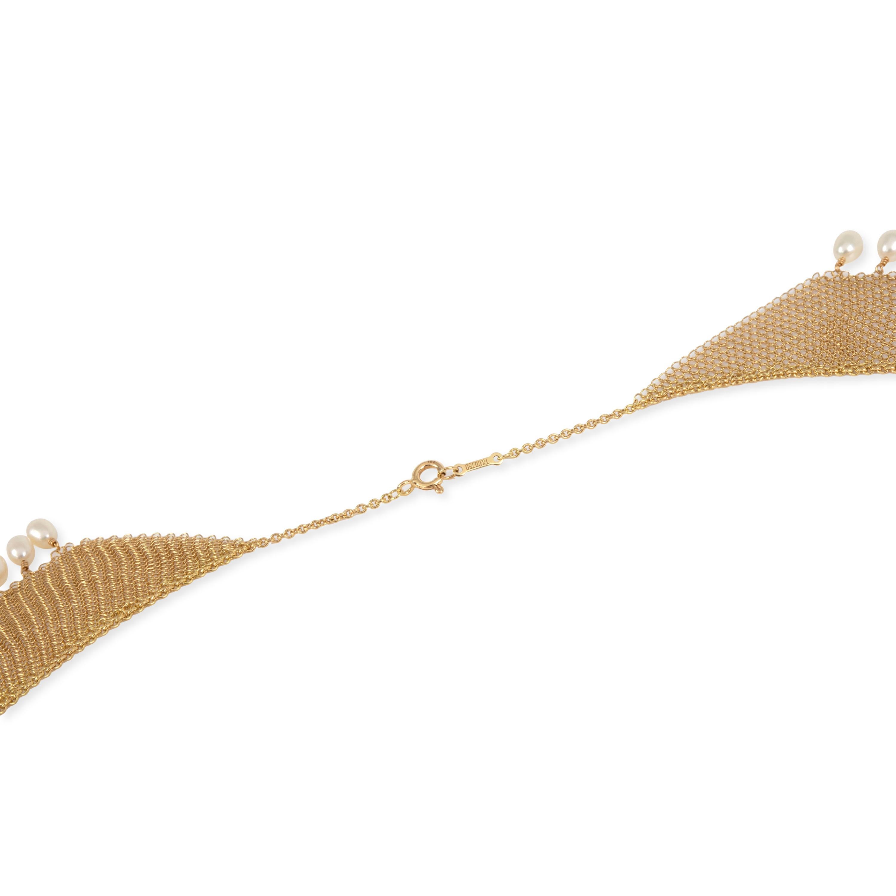 Tiffany & Co. Elsa Peretti Pearl Necklace in 18 Karat Yellow Gold In Excellent Condition In New York, NY