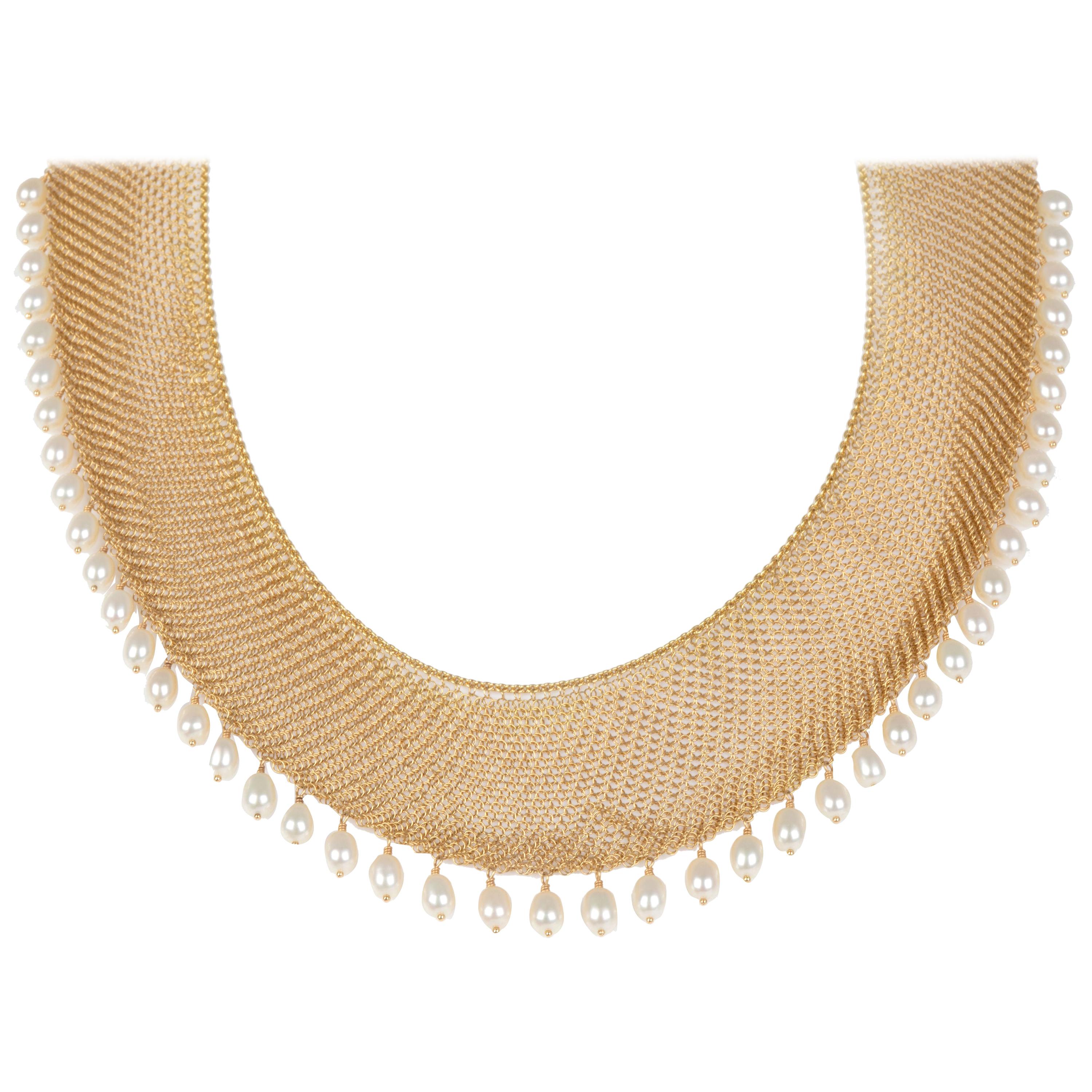 Tiffany & Co. Elsa Peretti Pearl Necklace in 18 Karat Yellow Gold
