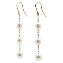 Tiffany & Co Elsa Peretti Pearls by the Yard 18K Gold Drop Earrings