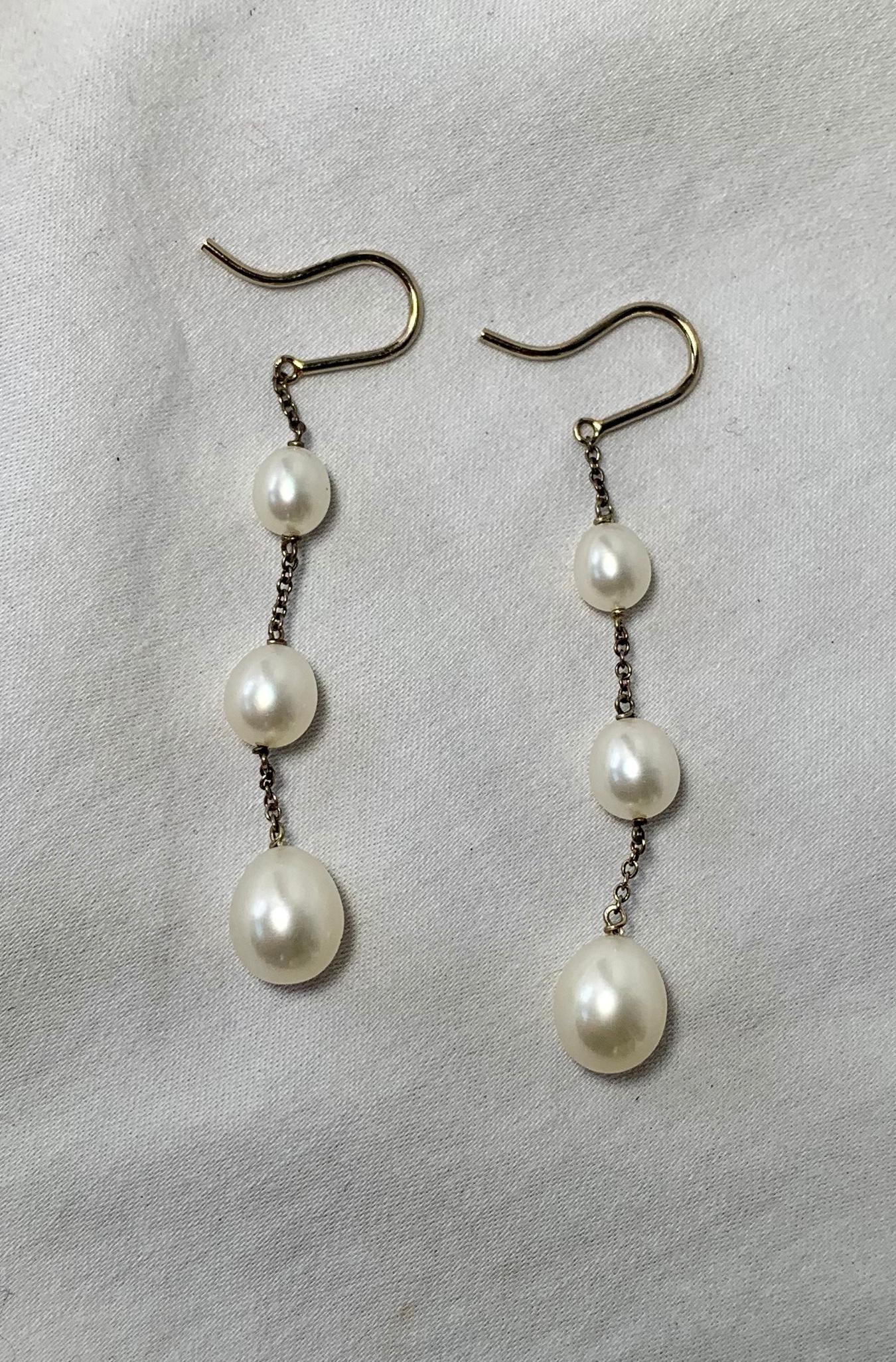 Modern Tiffany & Co. Elsa Peretti Pearls by the Yard Chain Earrings Sterling Silver
