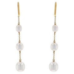 TIffany & Co. Elsa Peretti Pearls by the Yard Dangle Earrings - Yellow Gold 18k