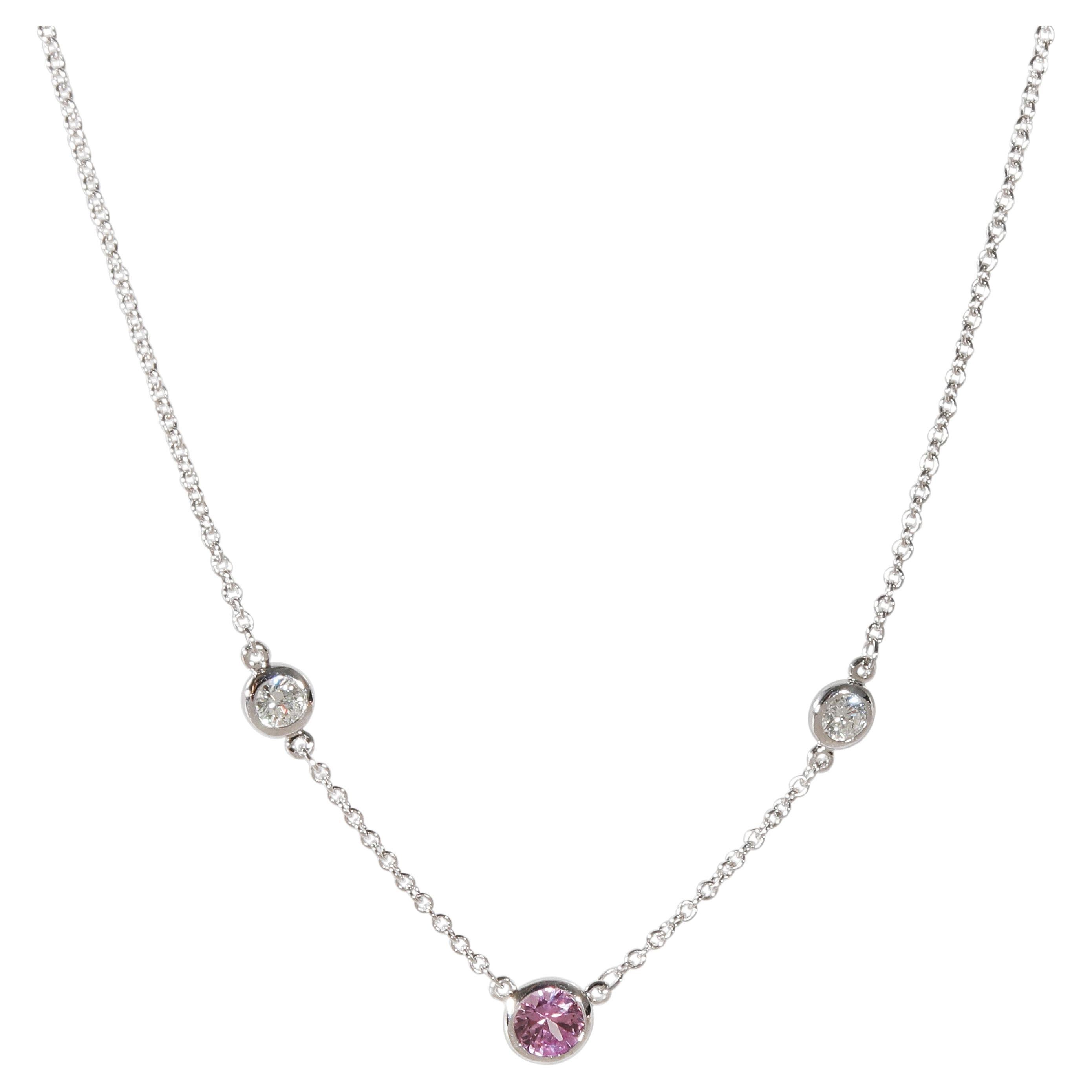 Tiffany & Co. Elsa Peretti Pink Sapphire Diamond by the Yard Necklace