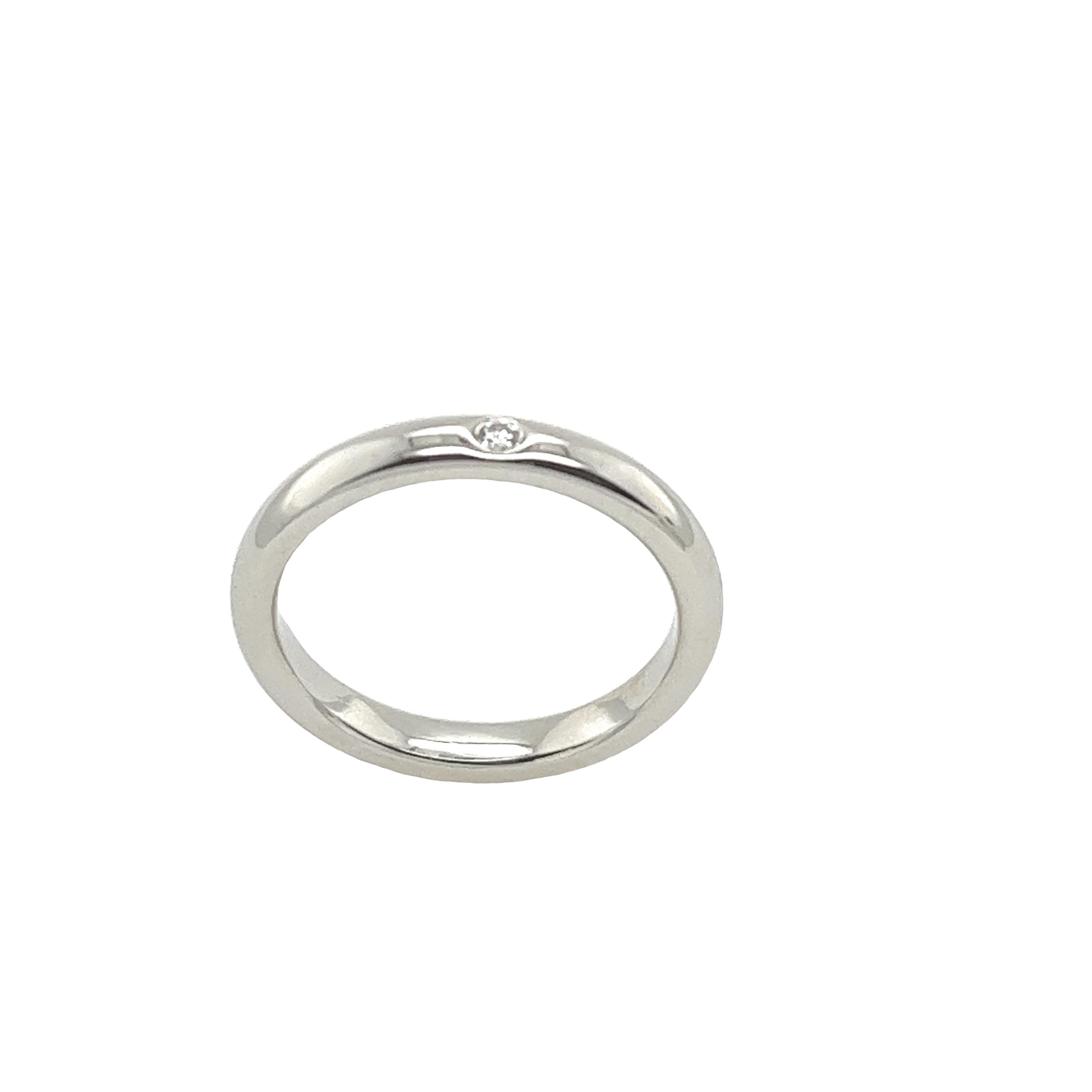 Round Cut Tiffany & Co Elsa Peretti Platinum 0.02ct Diamond Band Ring For Sale