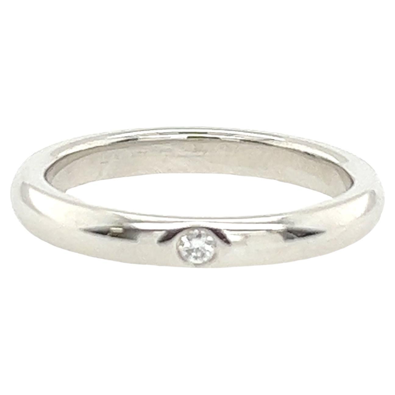 Tiffany & Co Elsa Peretti Platinum 0.02ct Diamond Band Ring For Sale