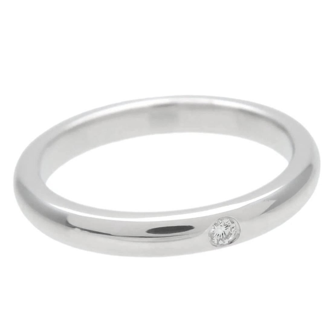 Taille ronde TIFFANY & Co. Elsa Peretti Platinum .02 Diamond Band Ring 7 en vente