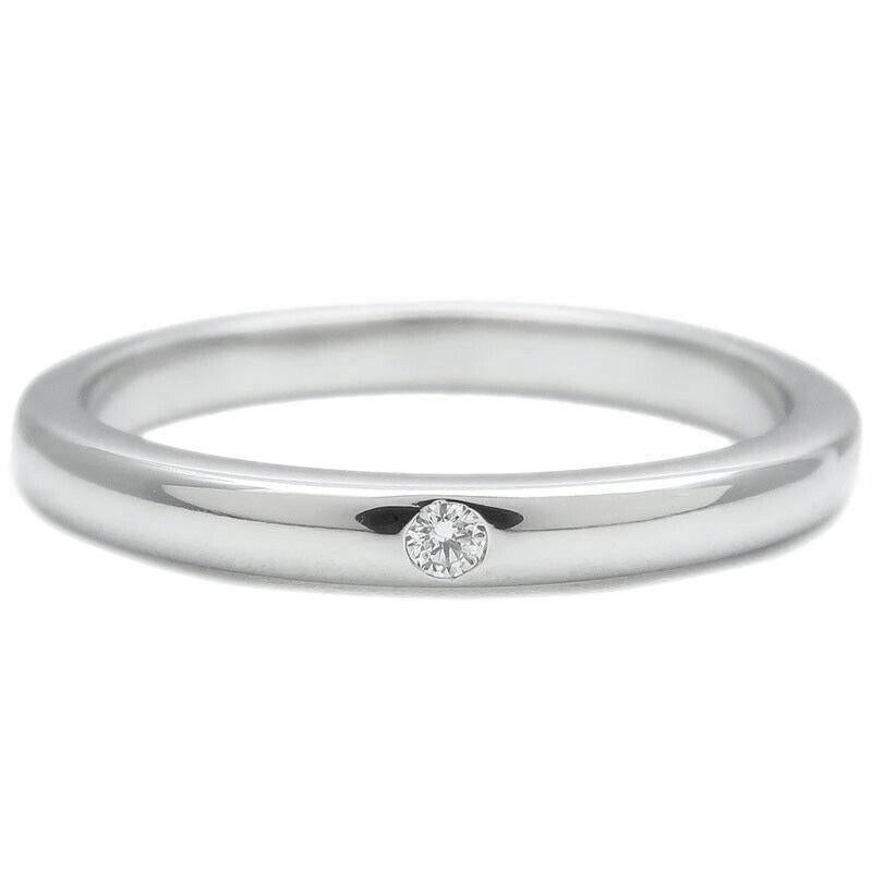 Round Cut TIFFANY & Co. Elsa Peretti Platinum .02 Diamond Band Ring 7 New For Sale