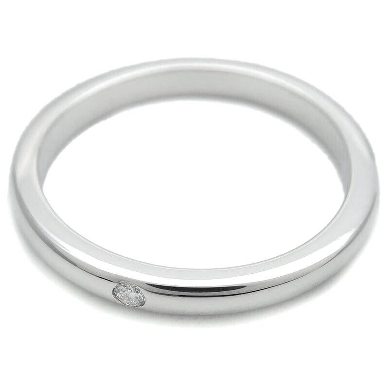 TIFFANY & Co. Elsa Peretti Platinum .02 Diamond Band Ring 7 New In New Condition For Sale In Los Angeles, CA
