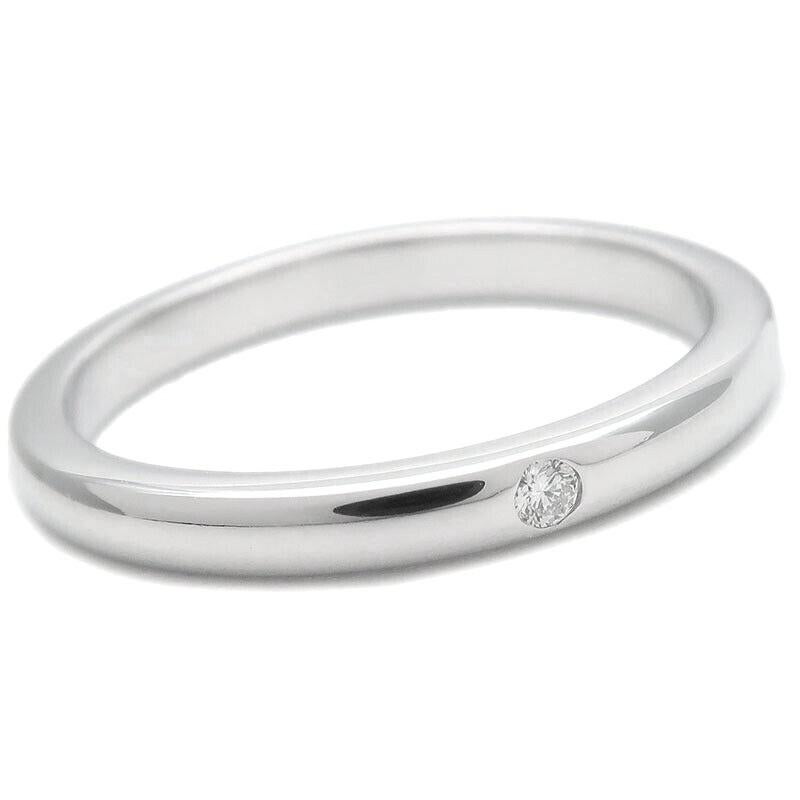 Women's TIFFANY & Co. Elsa Peretti Platinum .02 Diamond Band Ring 7 New For Sale