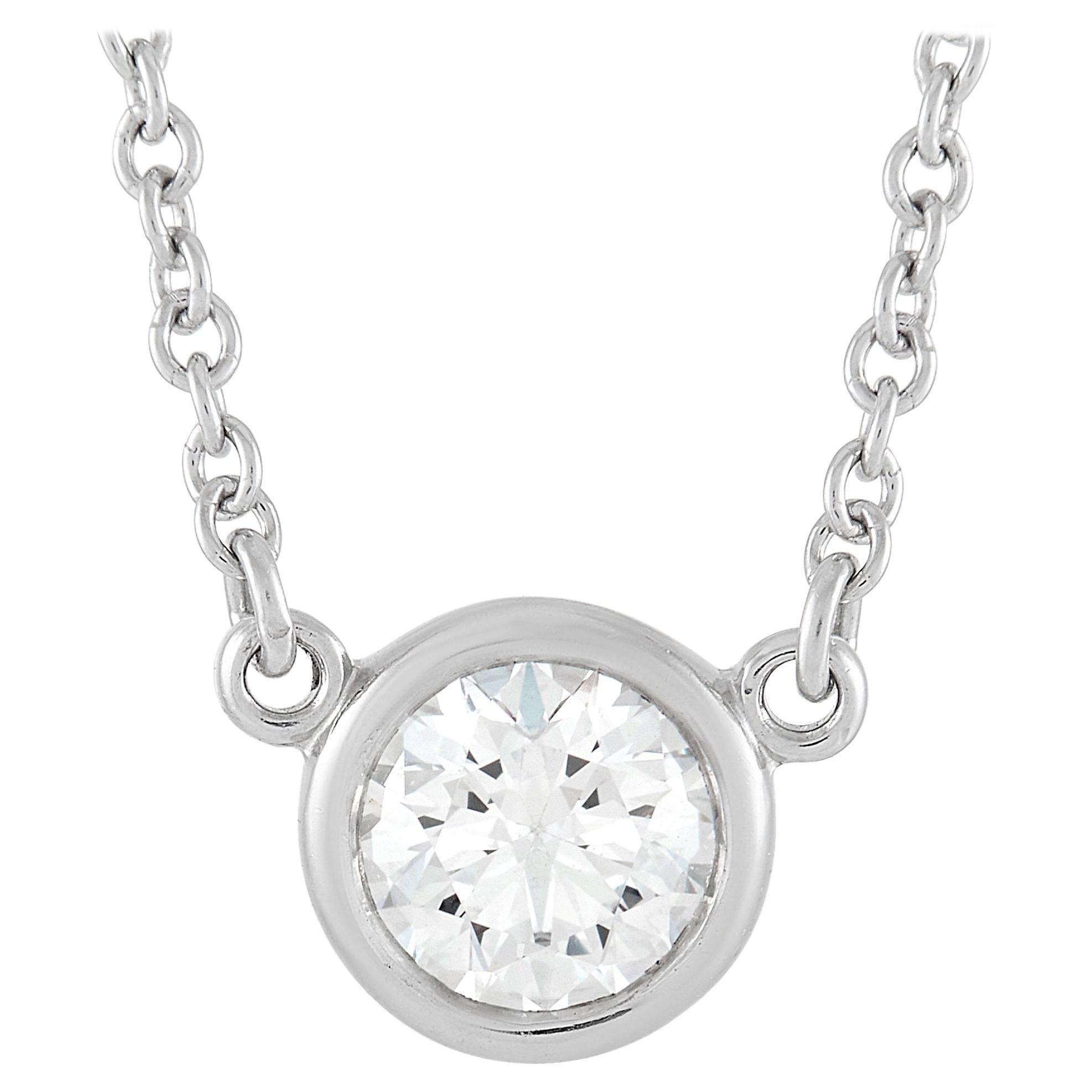 Tiffany & Co. Elsa Peretti Platinum 0.33 Ct Diamond Solitaire Necklace