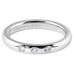 TIFFANY & Co. Elsa Peretti Platine .06ct Diamond Stacking Band Ring 4.5