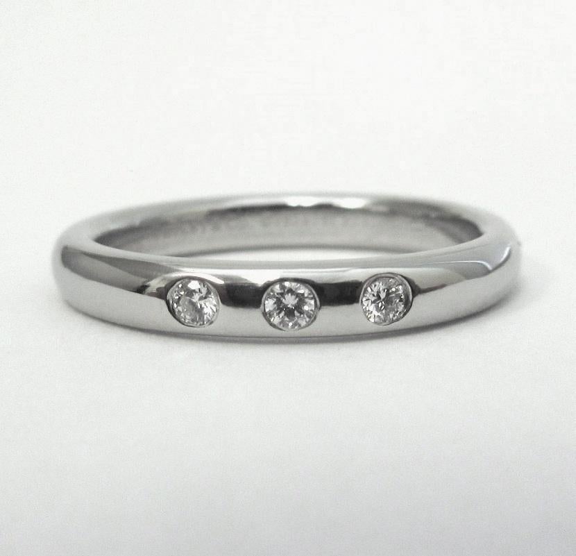 Round Cut TIFFANY & Co. Elsa Peretti Platinum .06ct Diamond Stacking Band Ring 5