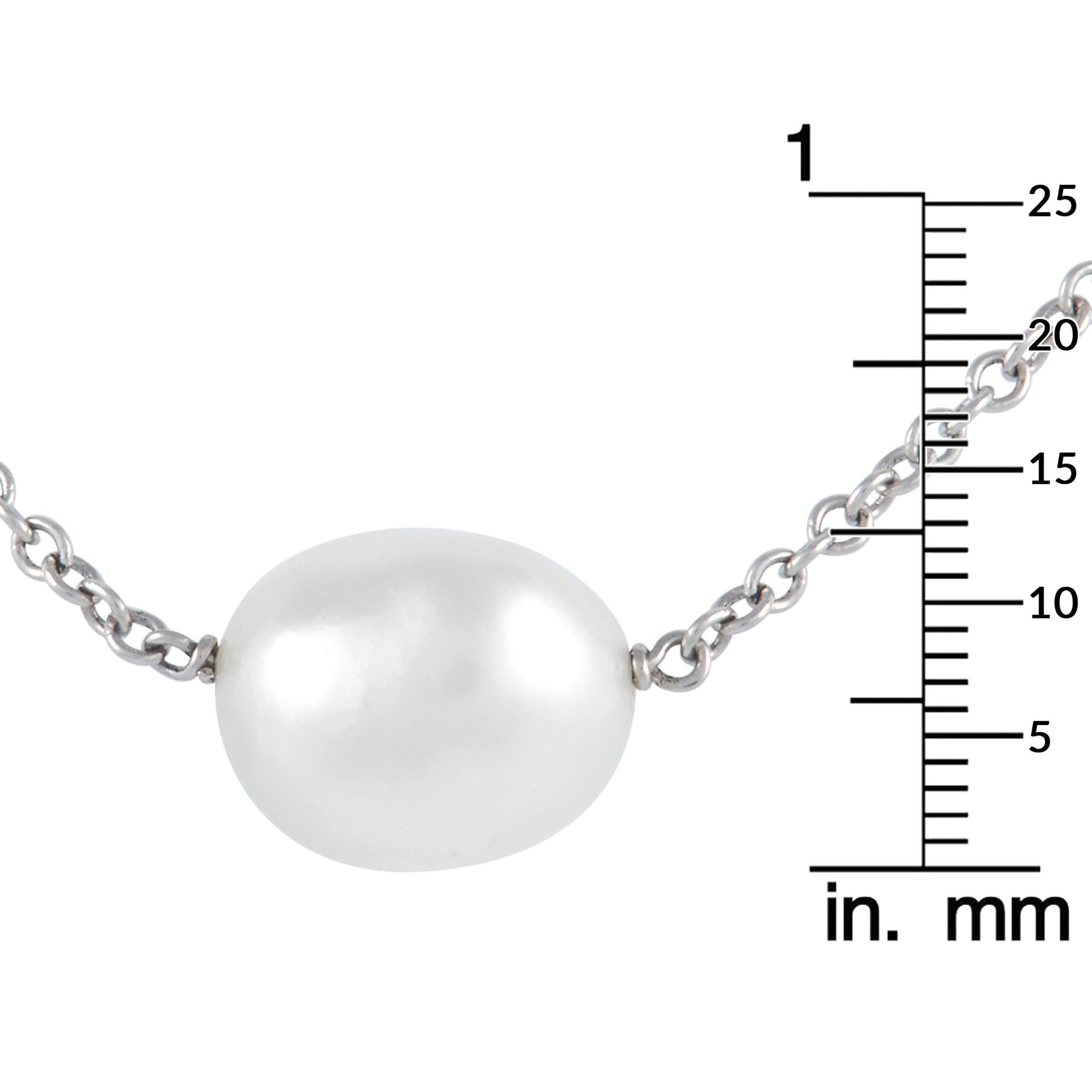 Tiffany & Co. Elsa Peretti Platinum 0.82 Ct Diamond and South Sea Keshi Pearl In Excellent Condition In Southampton, PA