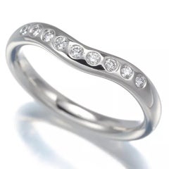 TIFFANY & Co. Elsa Peretti Platinum .10ct Diamond 3mm Curved Band Ring 5.5