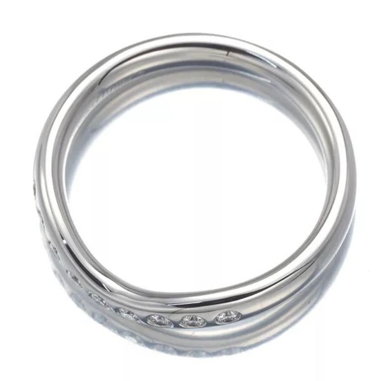 Women's TIFFANY & Co. Elsa Peretti Platinum .10ct Diamond 3mm Curved Band Ring 5.5 For Sale