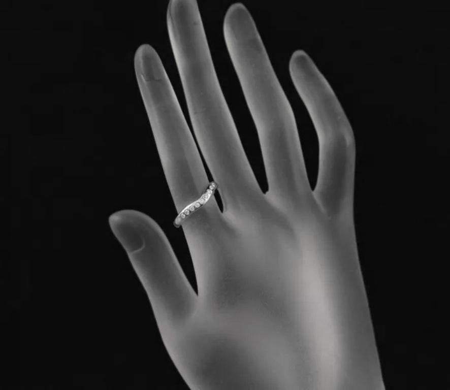 TIFFANY & Co. Elsa Peretti Platinum .10ct Diamond 3mm Curved Band Ring 5.5 For Sale 1