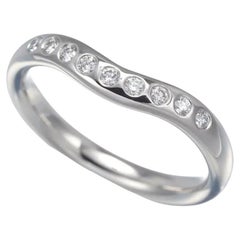 TIFFANY & Co. Elsa Peretti Platinum .10ct Diamond 3mm Curved Band Ring 5.5