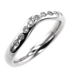 TIFFANY & Co. Elsa Peretti Platinum .10ct Diamond 3mm Curved Band Ring 6.5