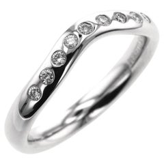 TIFFANY & Co. Elsa Peretti Platinum .10ct Diamond 3mm Curved Band Ring 6.5