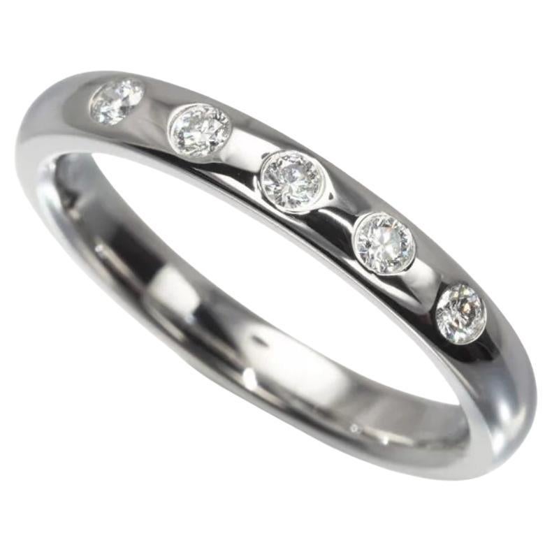 TIFFANY & Co. Elsa Peretti Platine .10ct Diamond Stacking Band Ring 5 New