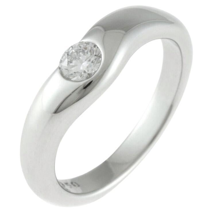 TIFFANY & Co. Elsa Peretti Platinum .18ct Diamond Curved Band Ring 4.5 For Sale