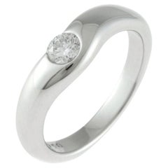 TIFFANY & Co. Elsa Peretti Platinum .18ct Diamond Curved Band Ring 4.5