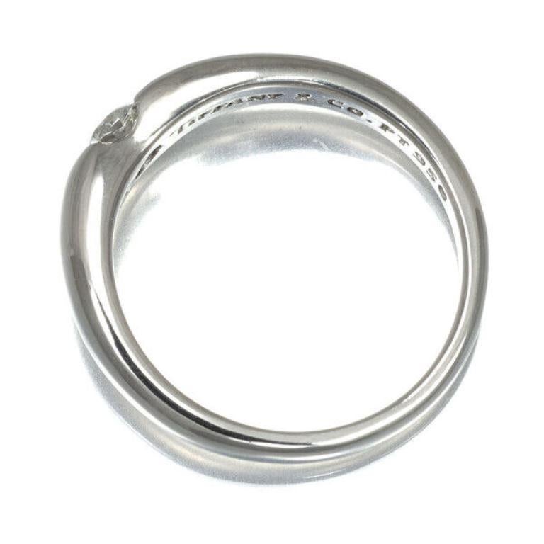 Women's TIFFANY & Co. Elsa Peretti Platinum .18ct Diamond Curved Band Ring 5 For Sale