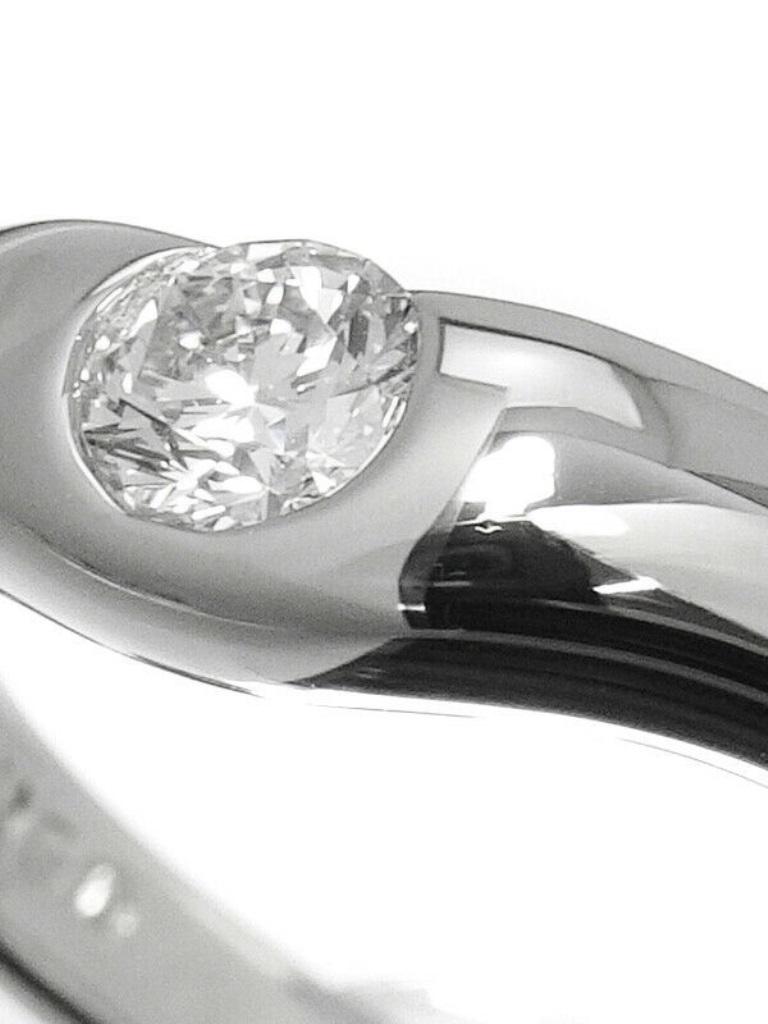 Round Cut TIFFANY & Co. Elsa Peretti Platinum .18ct Diamond Curved Band Ring 6 For Sale
