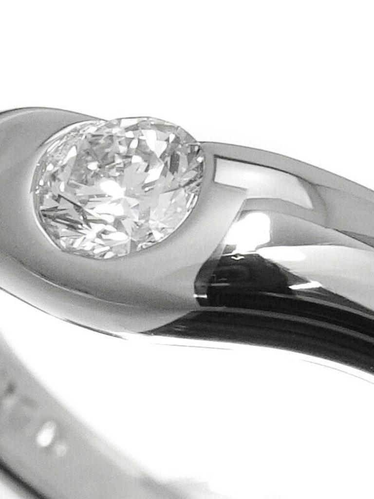 Taille ronde TIFFANY & Co. Elsa Peretti Platinum .18ct Diamond Curved Band Ring 7 en vente