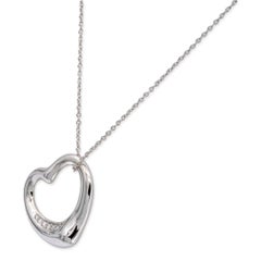 Tiffany & Co. Elsa Peretti Platinum 22 mm Open-Heart 7 Diamond Pendant Necklace