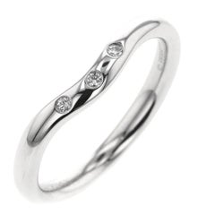 TIFFANY & Co. Elsa Peretti Platinum 3 Diamond 2mm Curved Wedding Band Ring 4