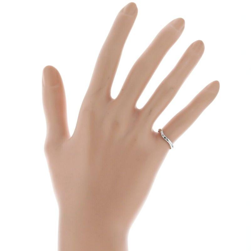Women's TIFFANY & Co. Elsa Peretti Platinum 3 Diamond 2mm Curved Wedding Band Ring 4 For Sale