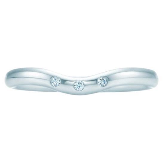 TIFFANY & Co. Elsa Peretti Platine 3 diamants 2mm anneau de mariage courbé 4 en vente