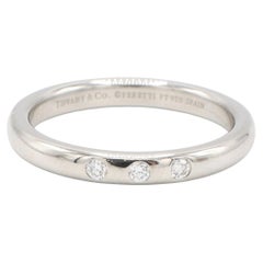 Tiffany & Co. Elsa Peretti Platinum 3 Stone Natural Diamond Band Ring 