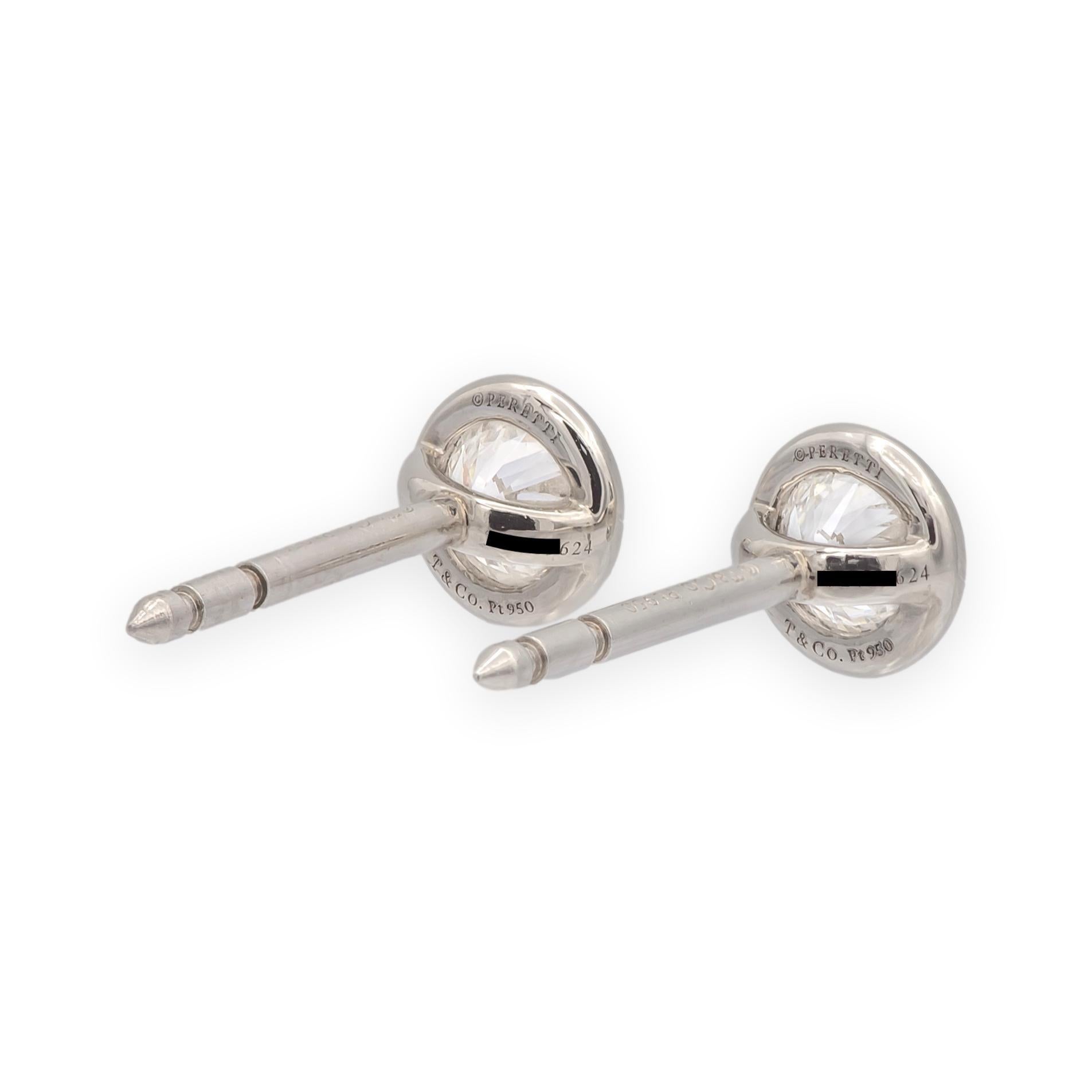 Tiffany & Co. Orecchini con perno di Elsa Peretti in platino con diamanti da 0,46 ct. In condizioni ottime in vendita a New York, NY