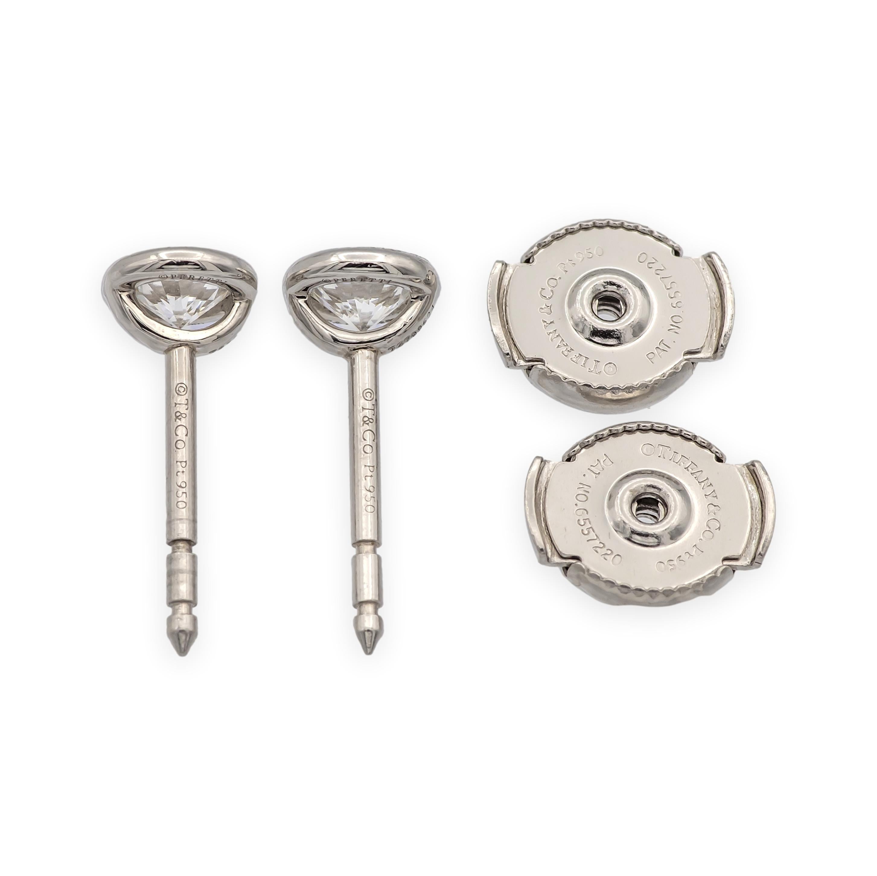 Donna Tiffany & Co. Orecchini con perno di Elsa Peretti in platino con diamanti da 0,46 ct. in vendita