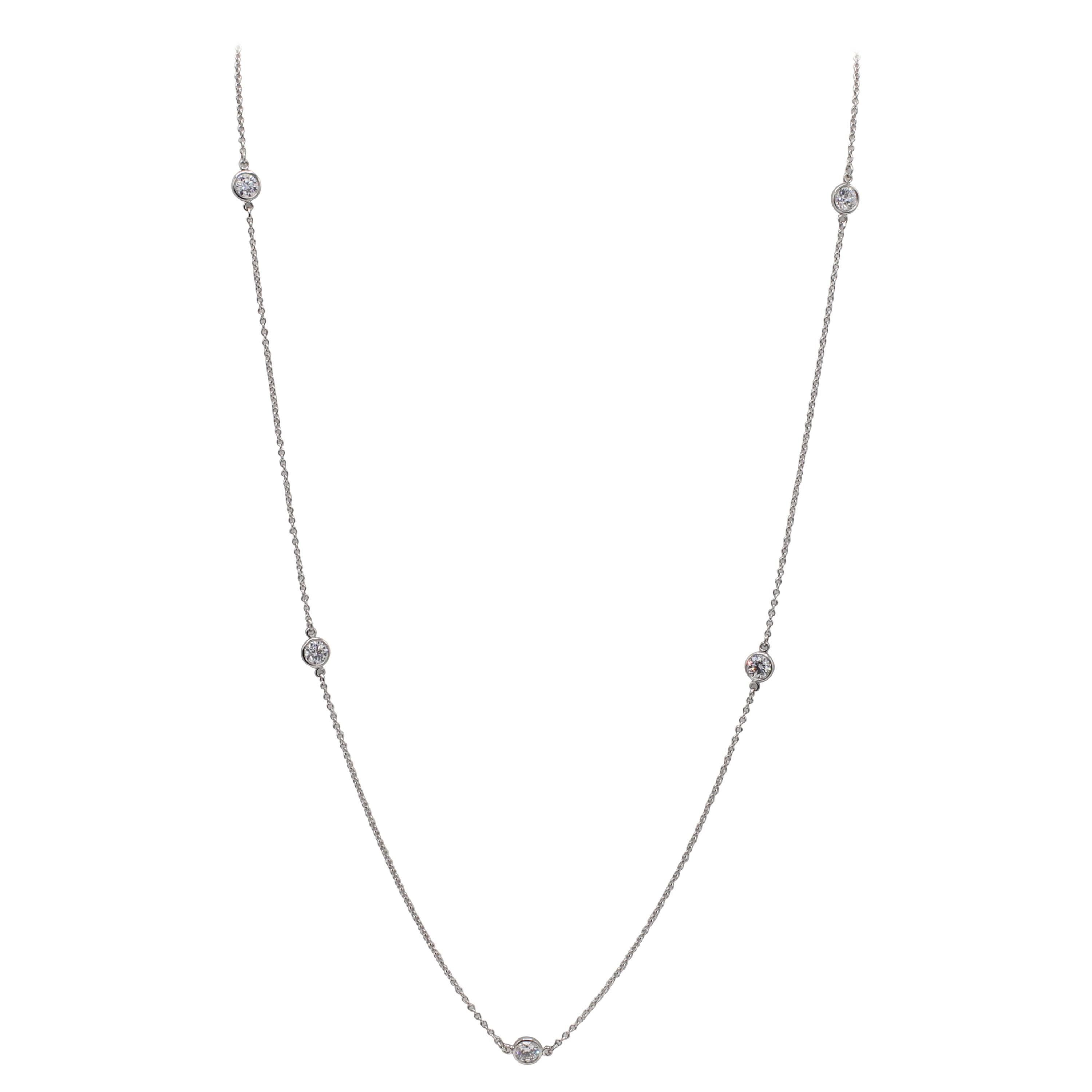 Tiffany & Co. Elsa Peretti Platinum 5 Diamond by The Yard .90 Carat Necklace