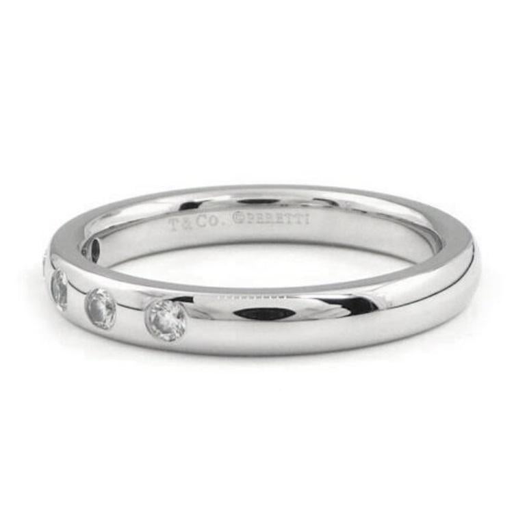 TIFFANY & Co. Elsa Peretti Platin 5 Diamant Stapelbarer Ring 5 (Rundschliff) im Angebot