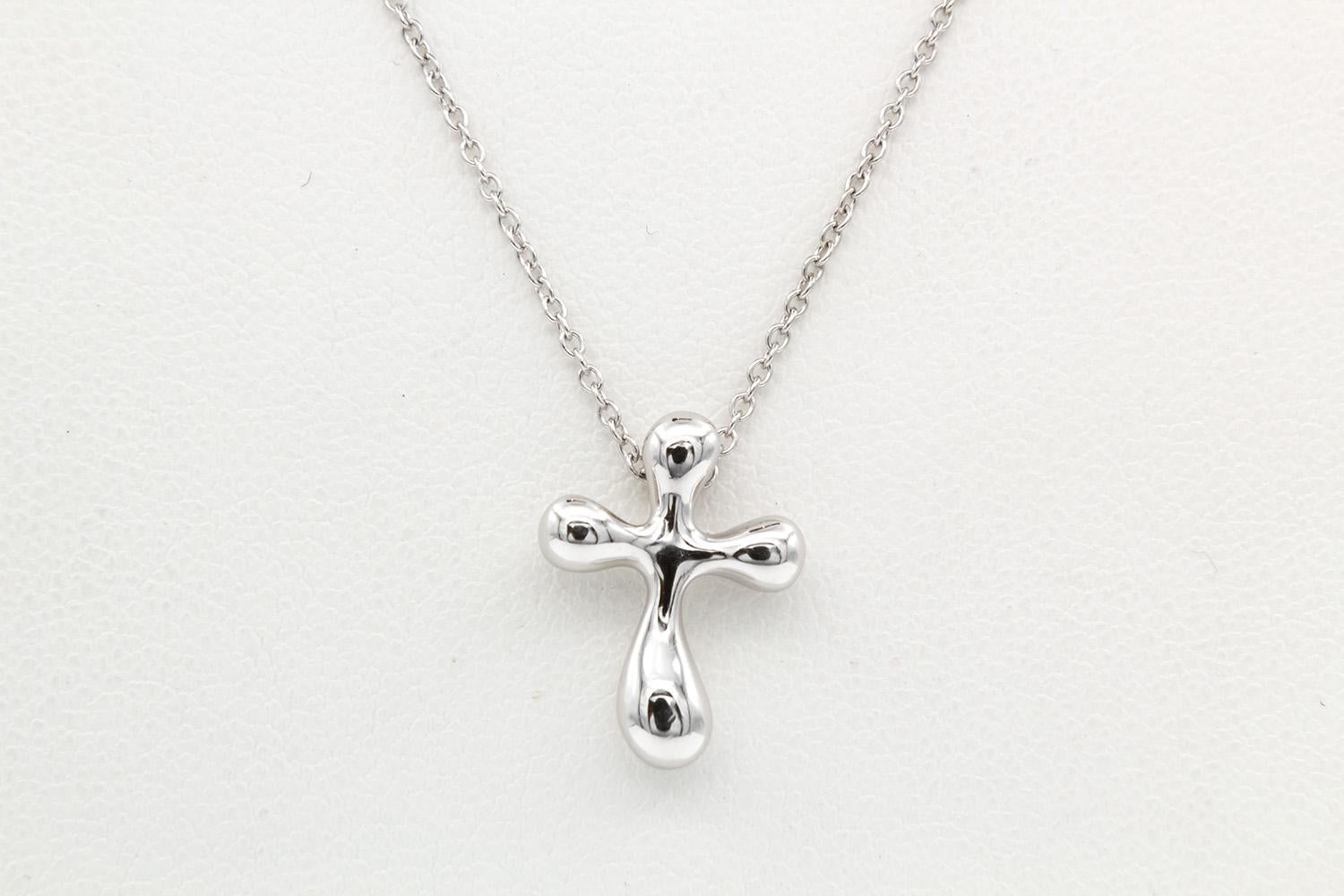 Tiffany & Co. Elsa Peretti Platinum Cross Pendant Necklace 5