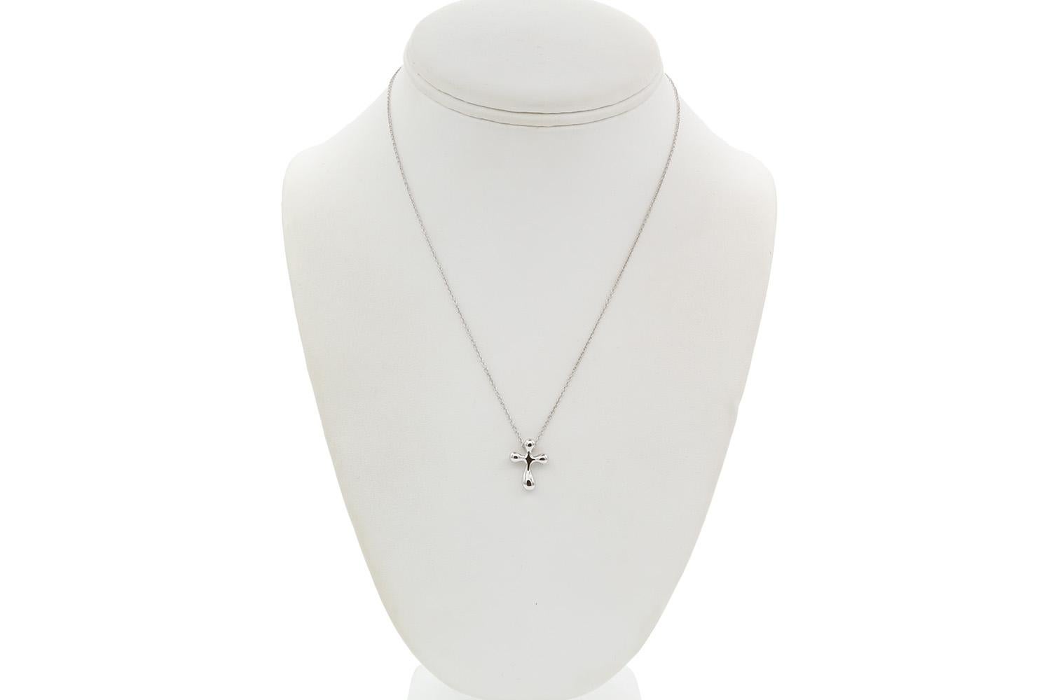 Tiffany & Co. Elsa Peretti Platinum Cross Pendant Necklace 7