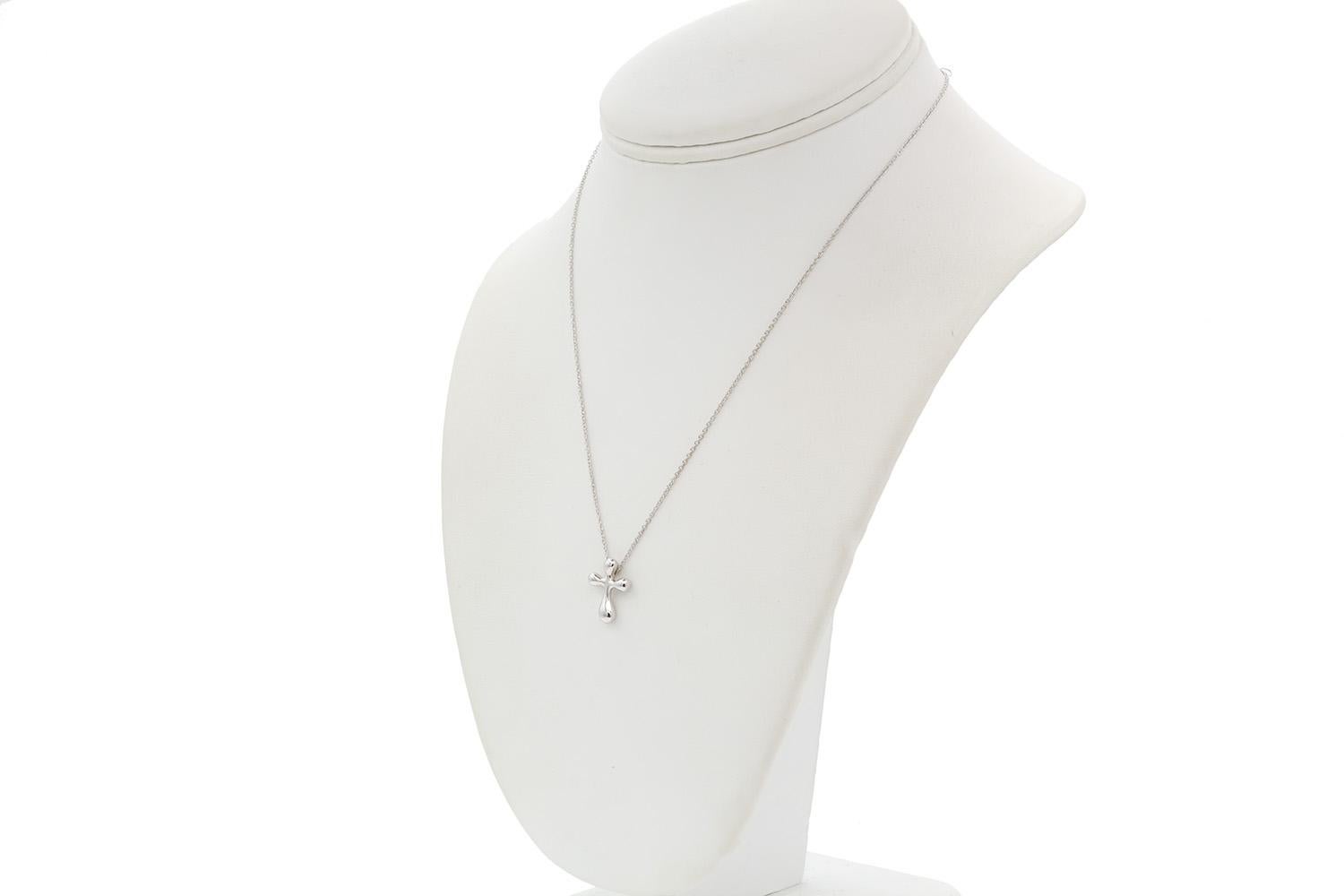 Tiffany & Co. Elsa Peretti Platinum Cross Pendant Necklace 8